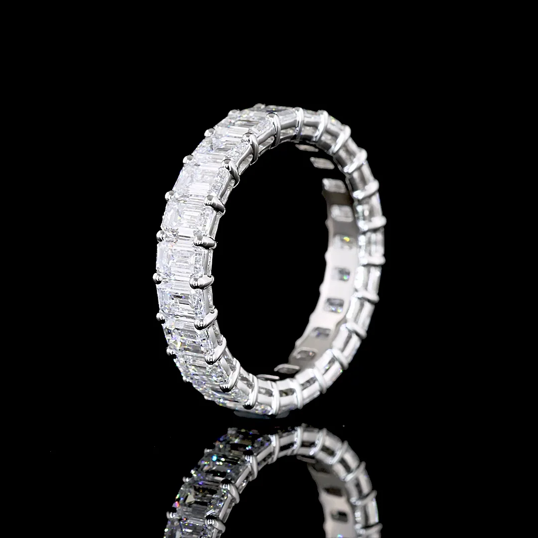 3.5 Cts Platinum Emerald Shape Eternity Band Eternity Band - Image 4
