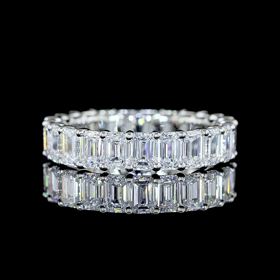 3.5 Cts Platinum Emerald Shape Eternity Band Eternity Band - Video