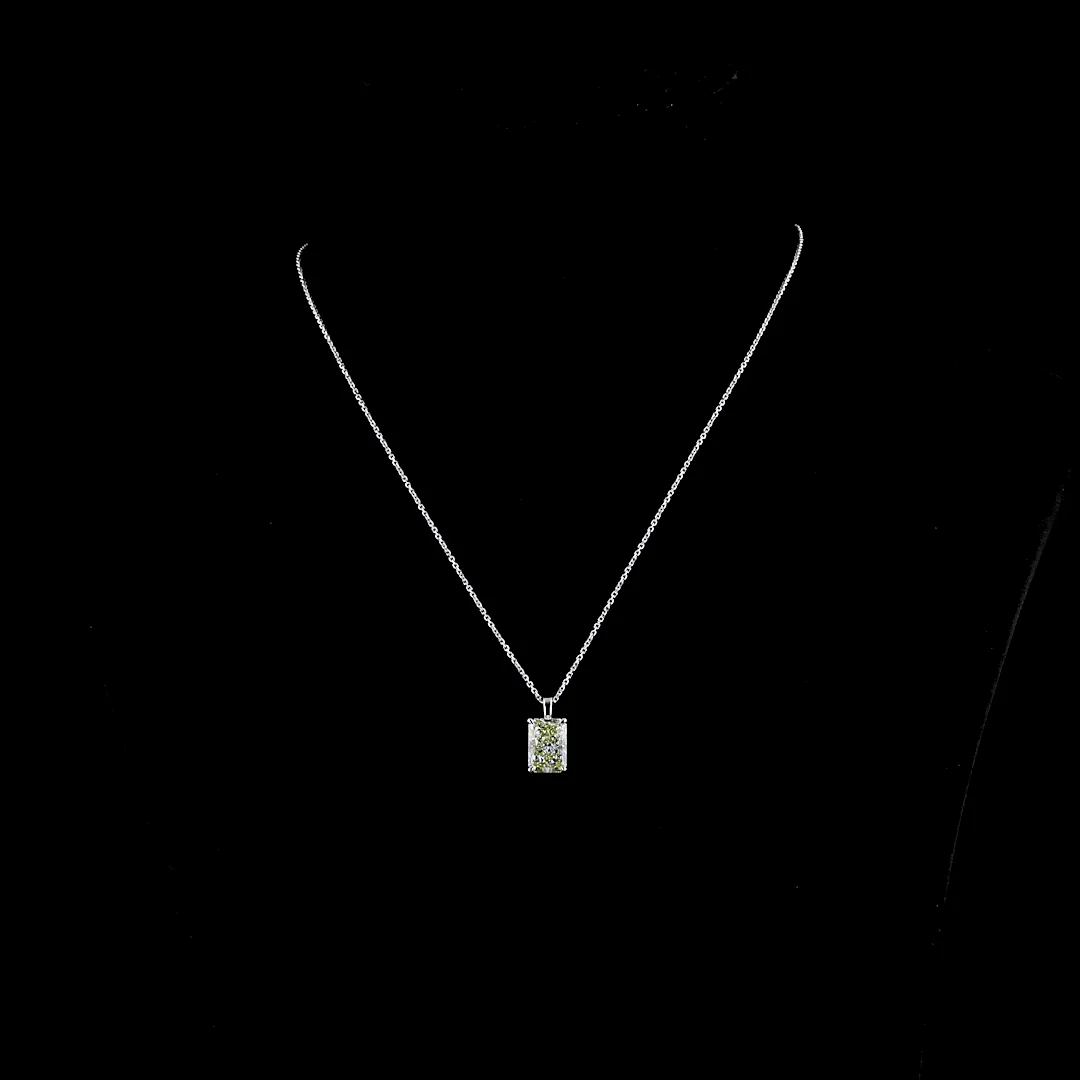 3.03 Cts 14k White Gold Radiant Shape Solitaire Pendant - Video