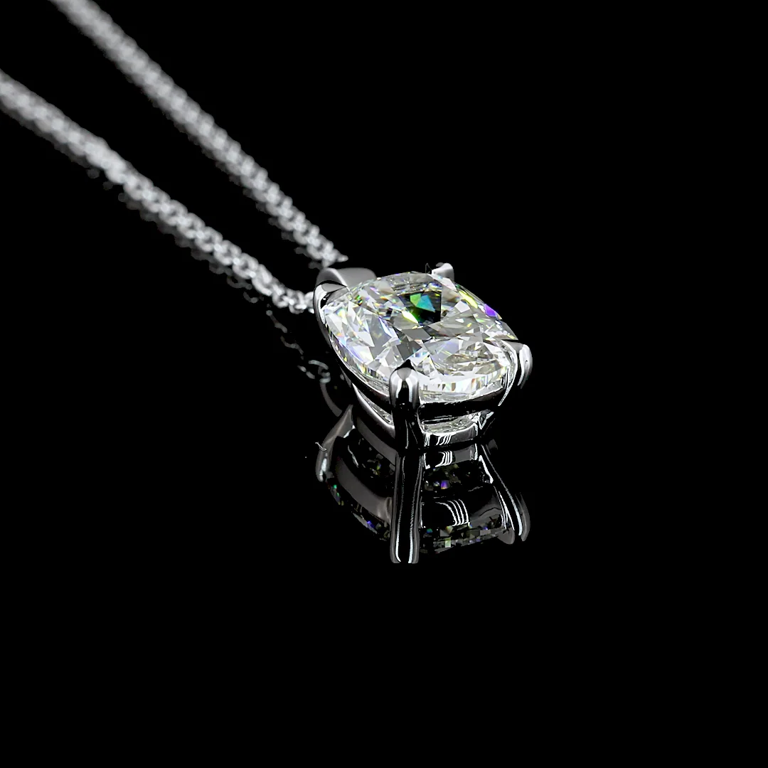 1.6 Cts 14k White Gold Cushion Brilliant Shape Solitaire Pendant - Image 2