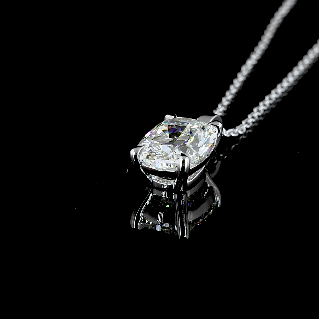 1.6 Cts 14k White Gold Cushion Brilliant Shape Solitaire Pendant - Image 4