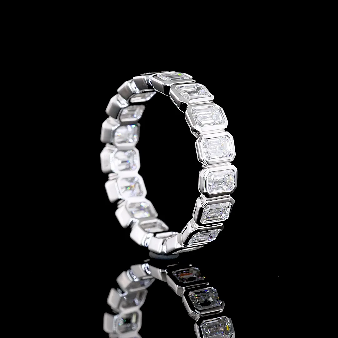 2.69 Cts 14k White Gold Emerald Shape Eternity Band Eternity Band - Image 2