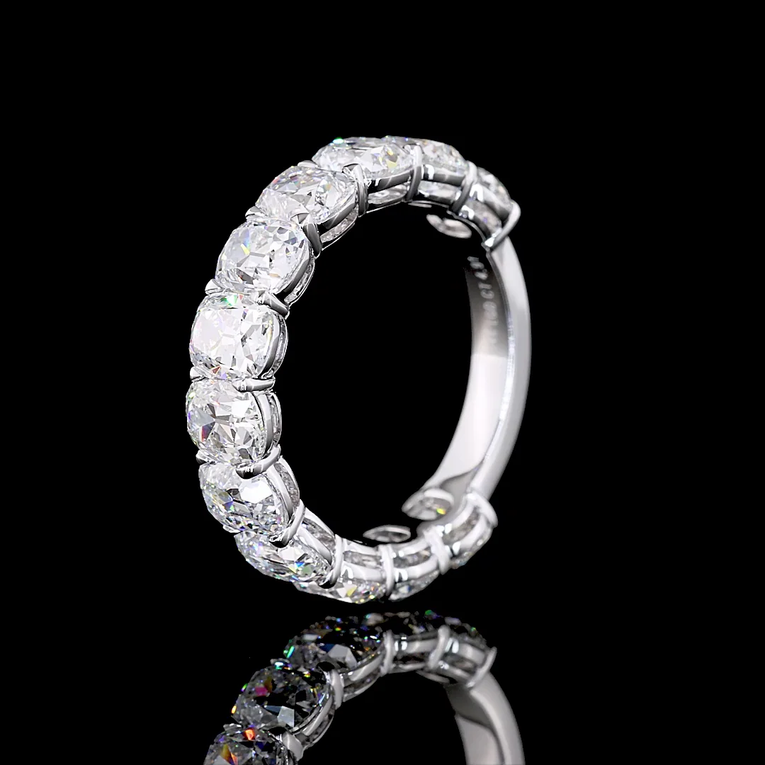 4.91 Cts 14k White Gold Antique Cushion Shape 3/4 Band Eternity Band - Image 4