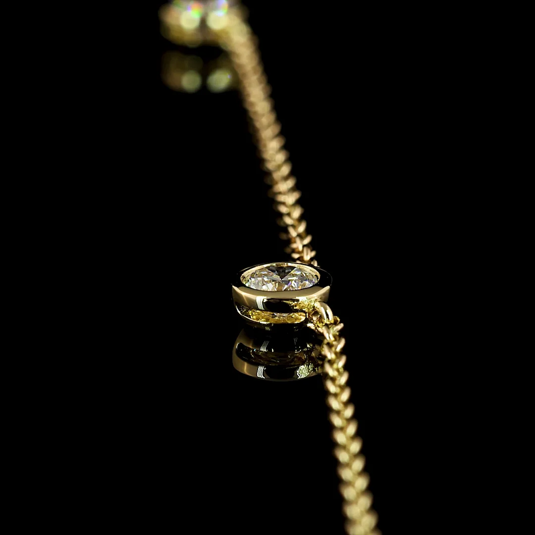 2.02 Cts 14k Yellow Gold Round Shape Station Necklace - Image 2