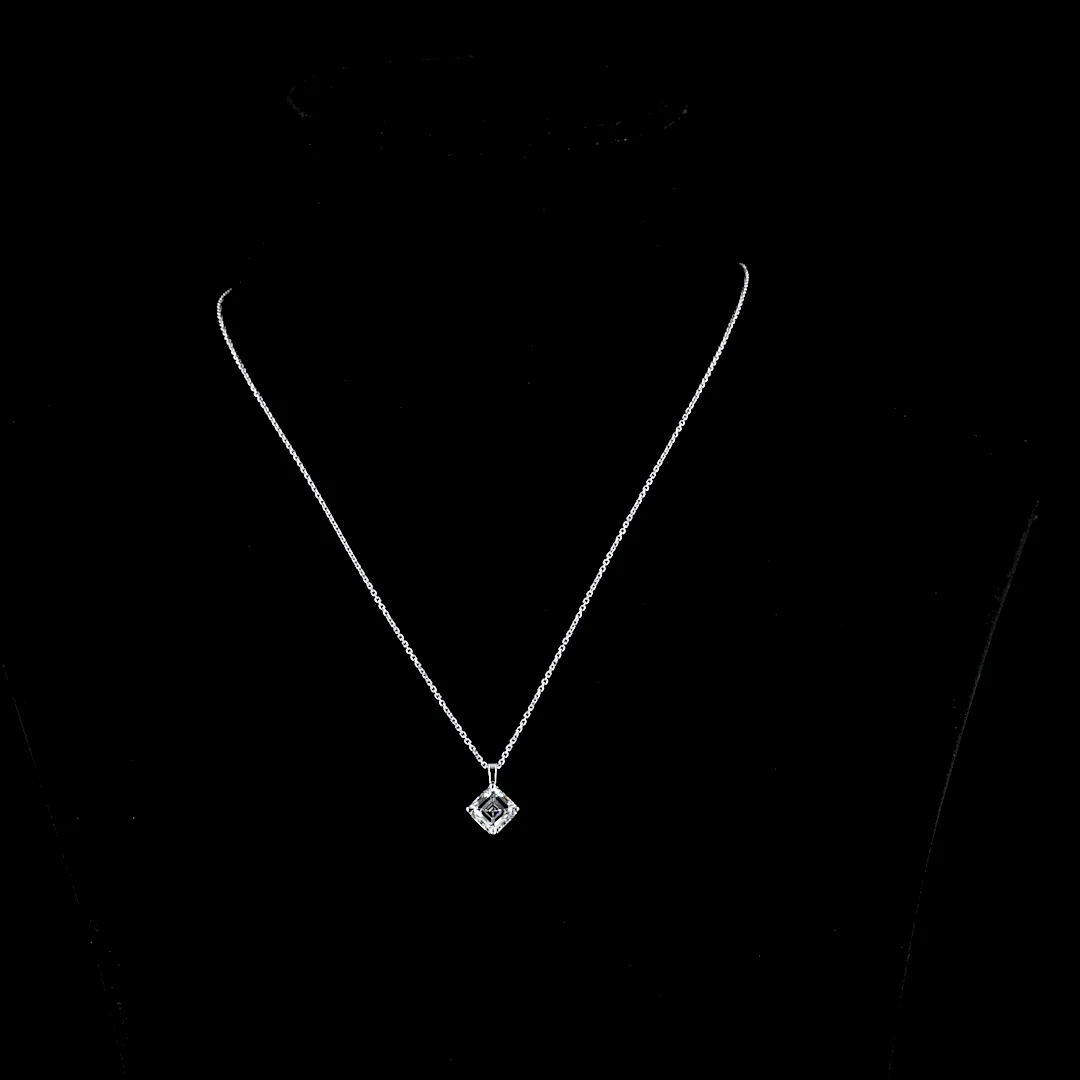 2 Cts 14k White Gold Asscher Shape Solitaire Pendant - Video