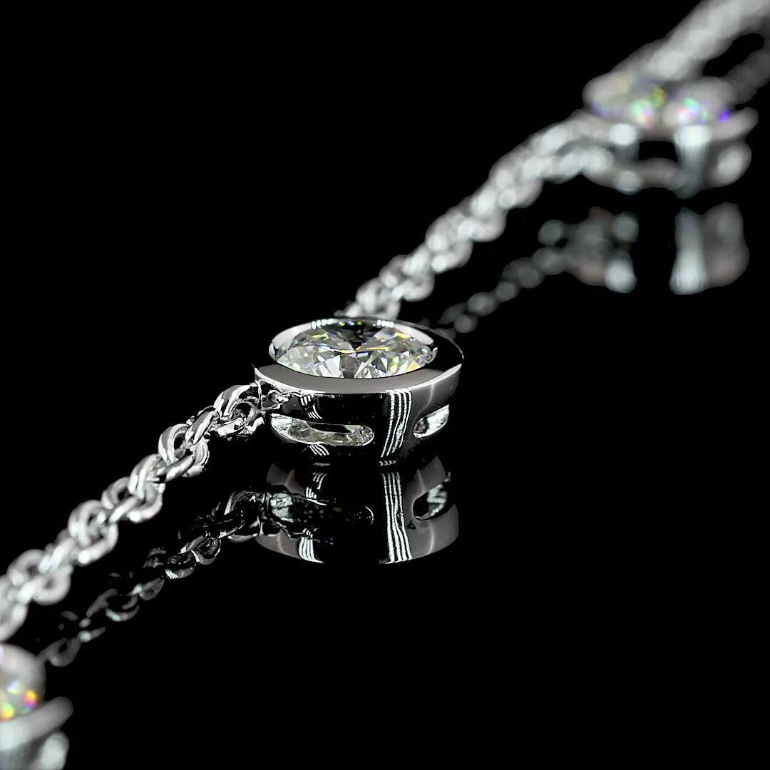 2.91 Cts 14k White Gold Round Shape Station Necklace - Image 3