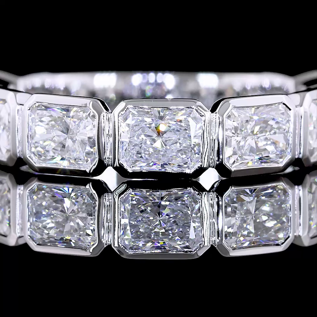 2.37 Cts 14k White Gold Radiant Shape 3/4 Band Eternity Band - Image 3