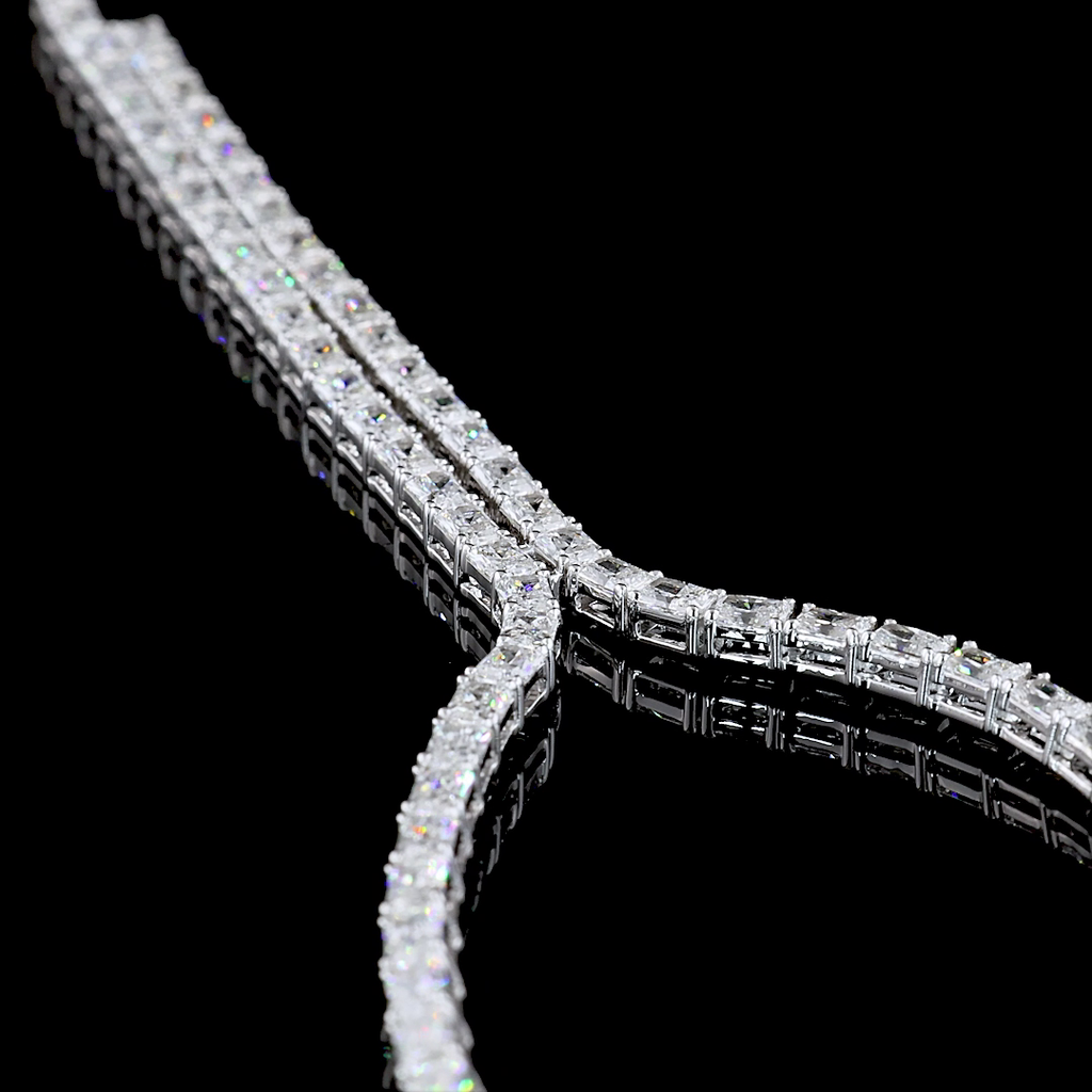 16.15 Cts 14k White Gold Radiant Shape Lariat Necklace - Image 2