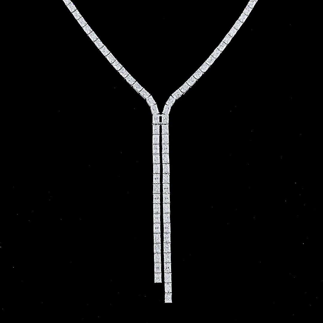16.15 Cts 14k White Gold Radiant Shape Lariat Necklace - Image 3