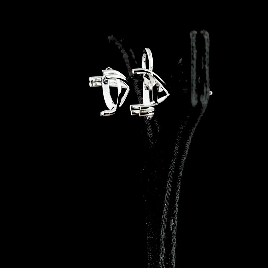 15.25 Cts 14k White Gold Round Shape Martini Earring - Image 4