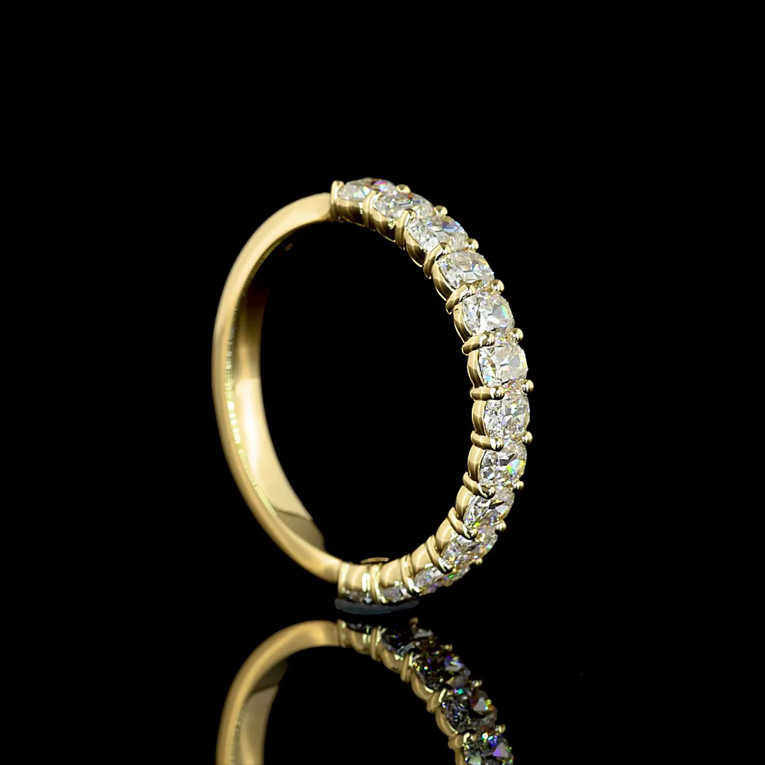 1.21 Cts 14k Yellow Gold Antique Cushion Shape Half Eternity Eternity Band - Image 2
