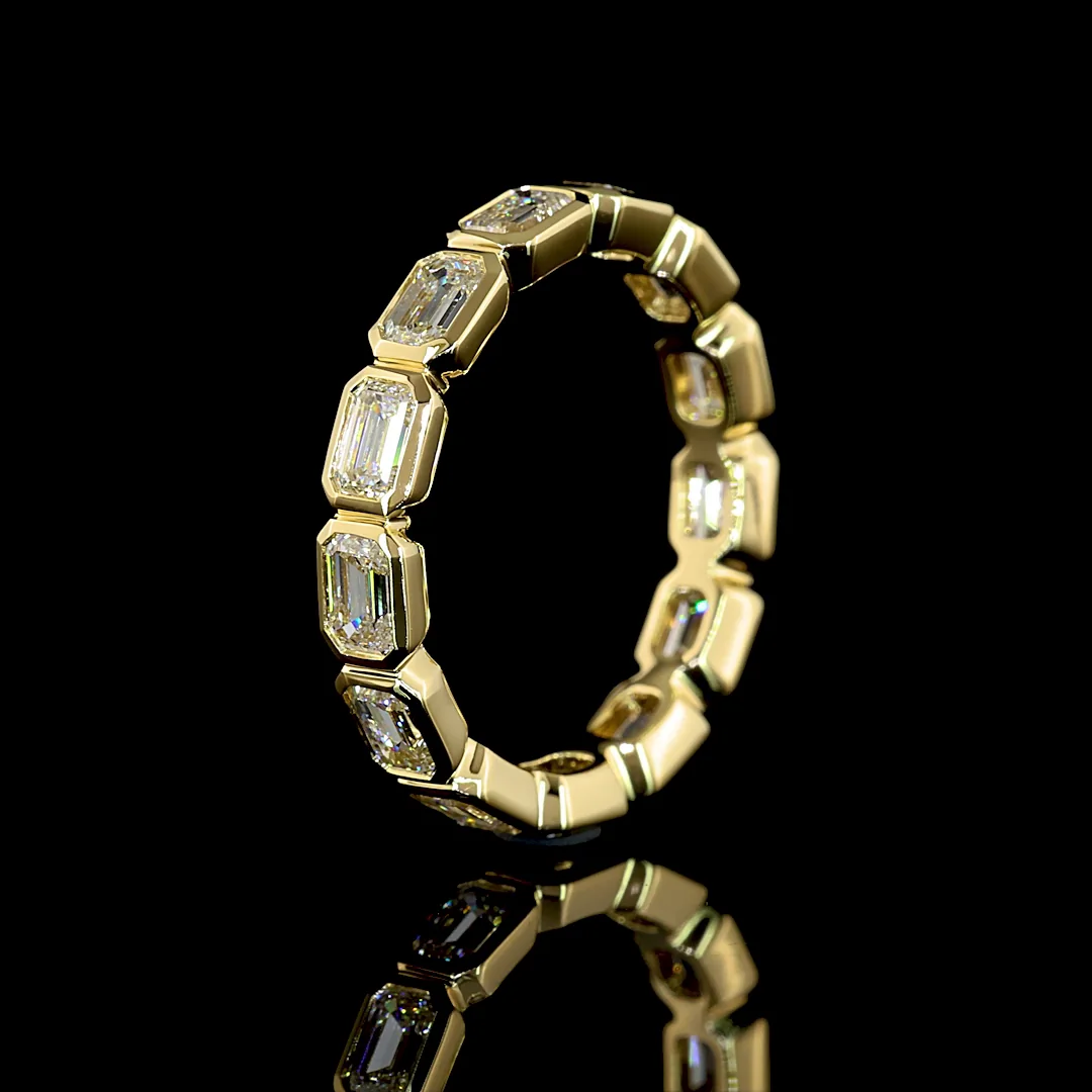 1.94 Cts 14k Yellow Gold Emerald Shape Eternity Band Eternity Band - Image 4