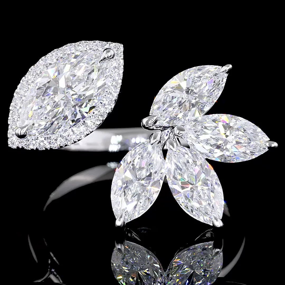 2.94 Cts 14k White Gold Mix Shape Special Ring - Image 3