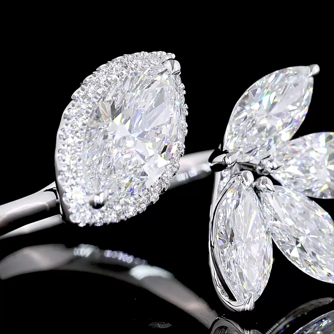 3.02 Cts 14k White Gold Marquise Shape Special Ring - Image 3