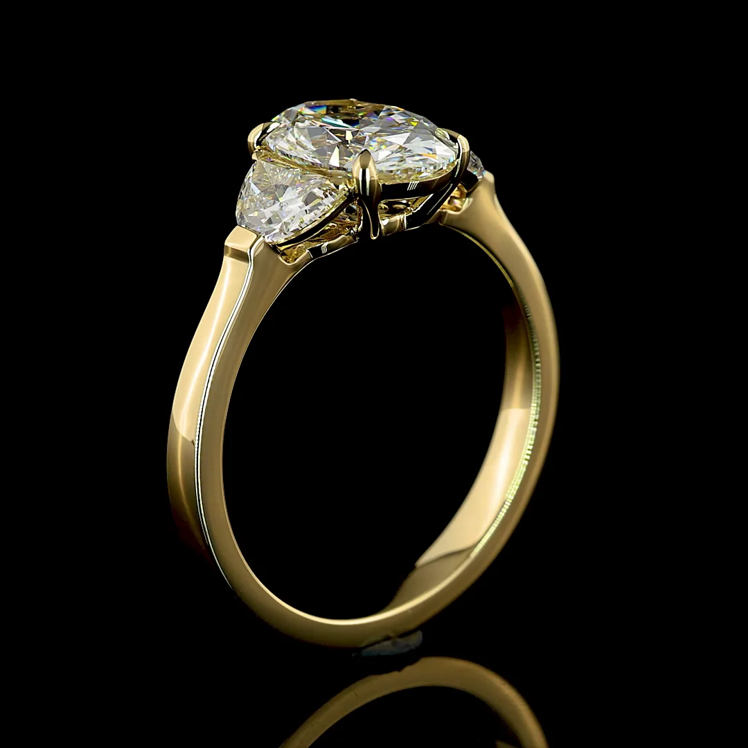 2.12 Cts 14k Yellow Gold Oval Shape 3 Stones Ring - Image 4