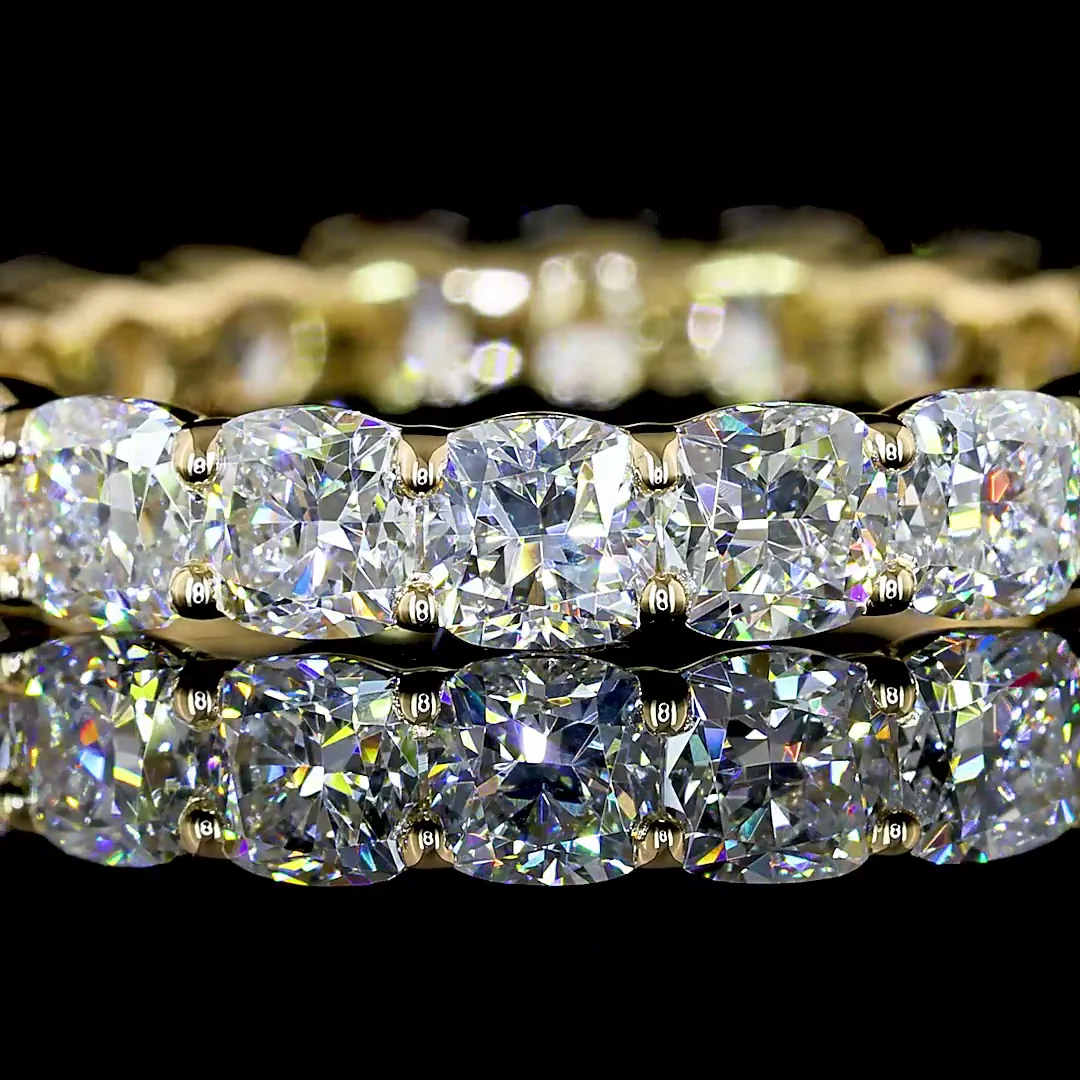 3.3 Cts 14k Yellow Gold Square Cushion Brilliant Shape Eternity Band Eternity Band - Image 3