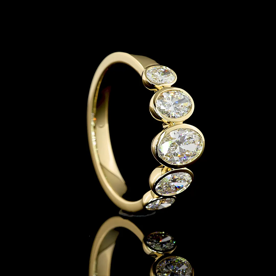 1.37 Cts 14k Yellow Gold Oval Shape 5 Stones Eternity Band - Image 2