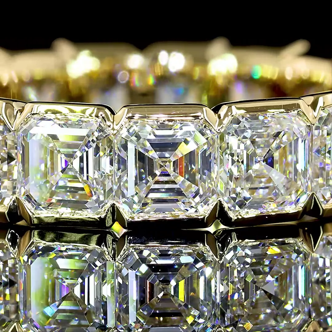 5.48 Cts 14k Yellow Gold Asscher Shape Eternity Band Eternity Band - Image 3