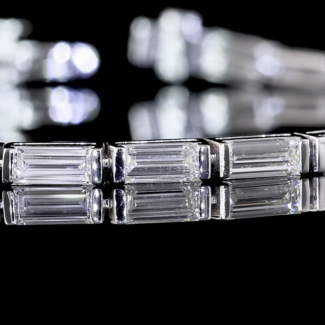 6.35 Cts 14k White Gold Baguette Shape Tennis Bracelet - Image 2