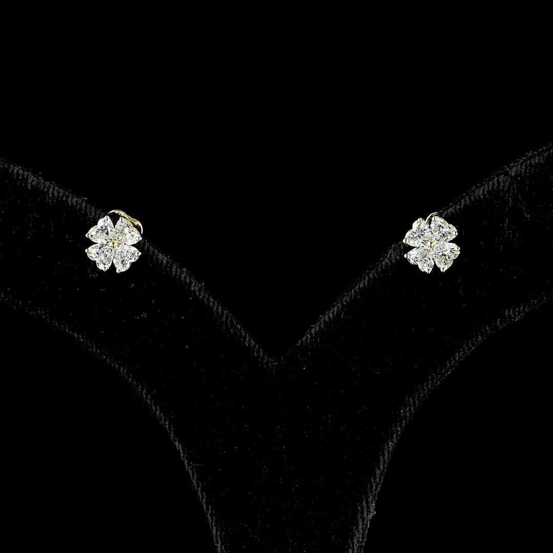 1.13 Cts 14k Yellow Gold Heart Shape Studs Earring - Image 3