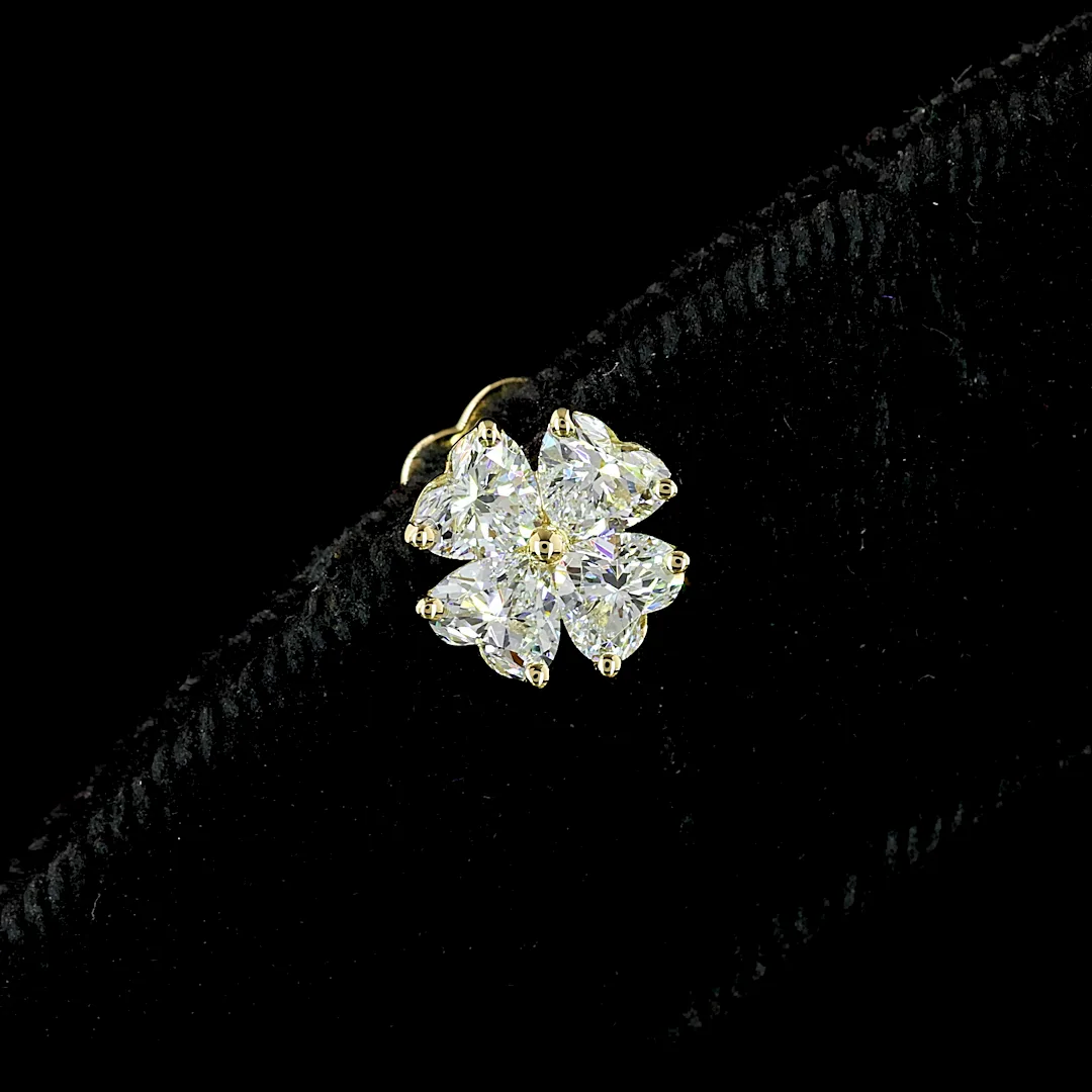 1.13 Cts 14k Yellow Gold Heart Shape Studs Earring - Image 4