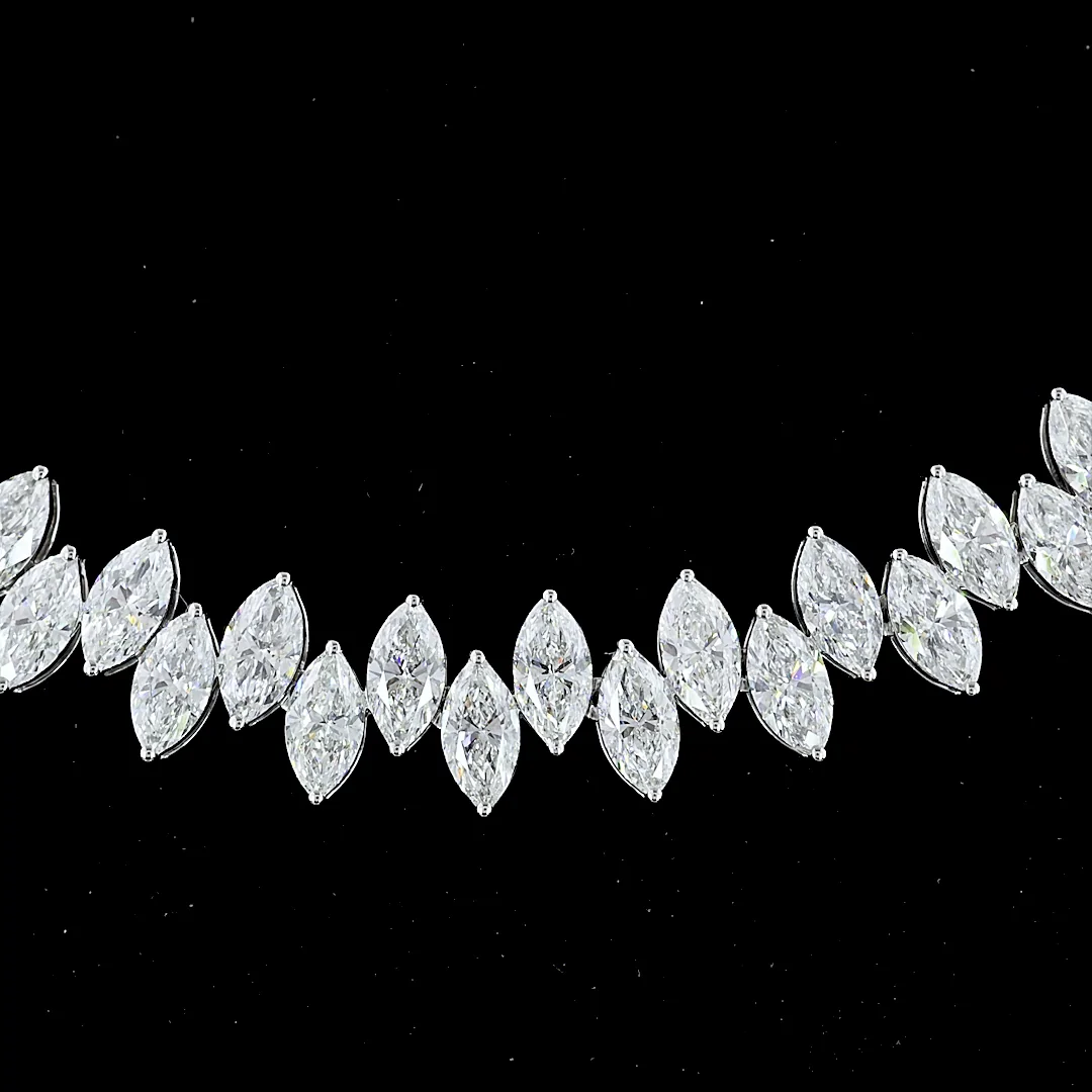 24.7 Cts 14k White Gold Marquise Shape Tennis Necklace - Image 3