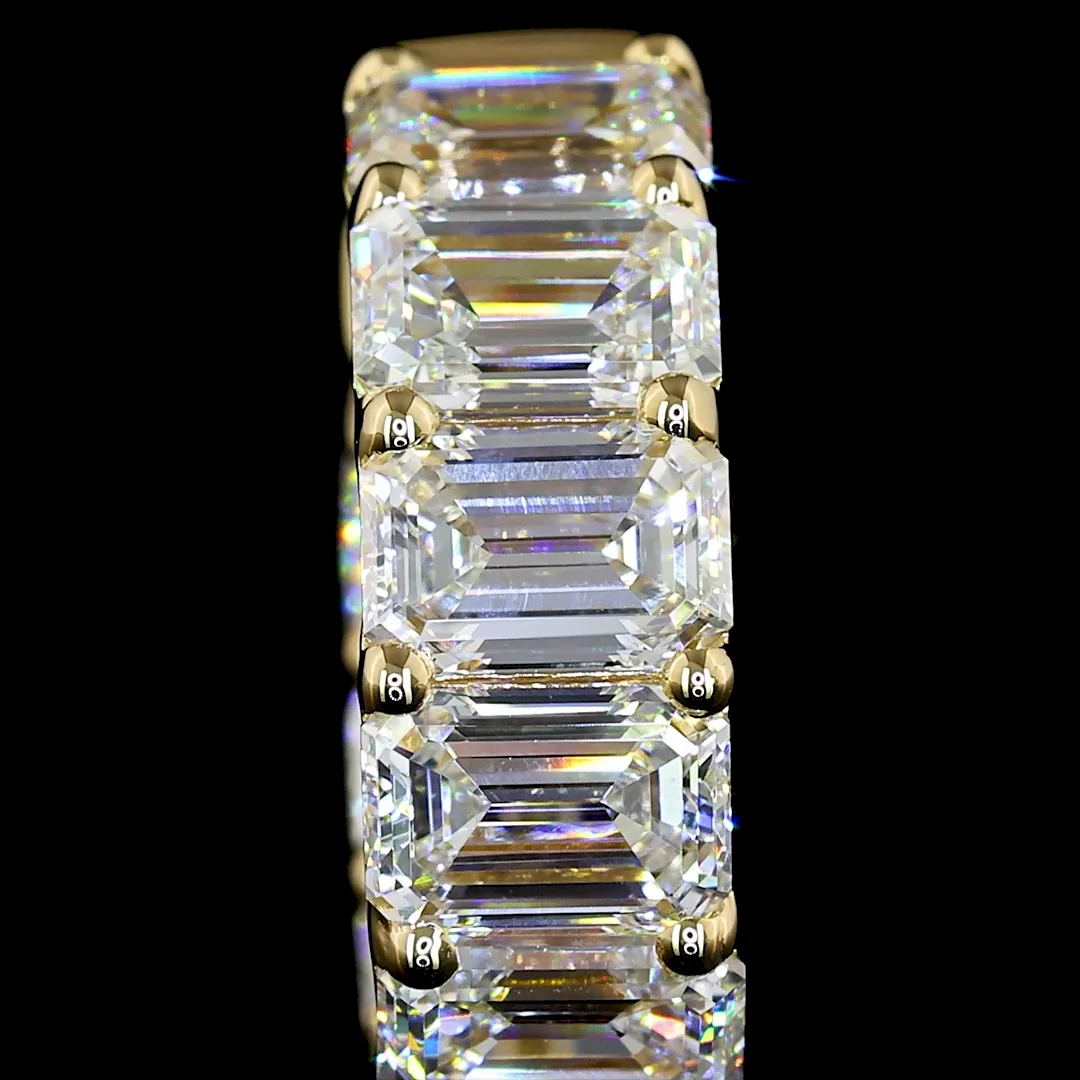 3.99 Cts 14k Yellow Gold Emerald Shape Huggies Earring - Image 2