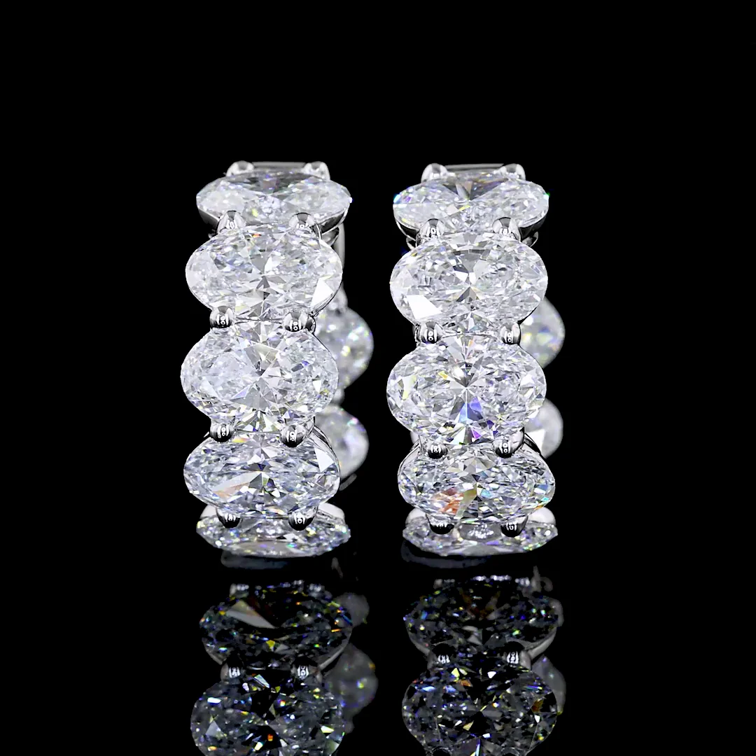 5.1 Cts 14k White Gold Oval Shape Huggies Earring - Image 3