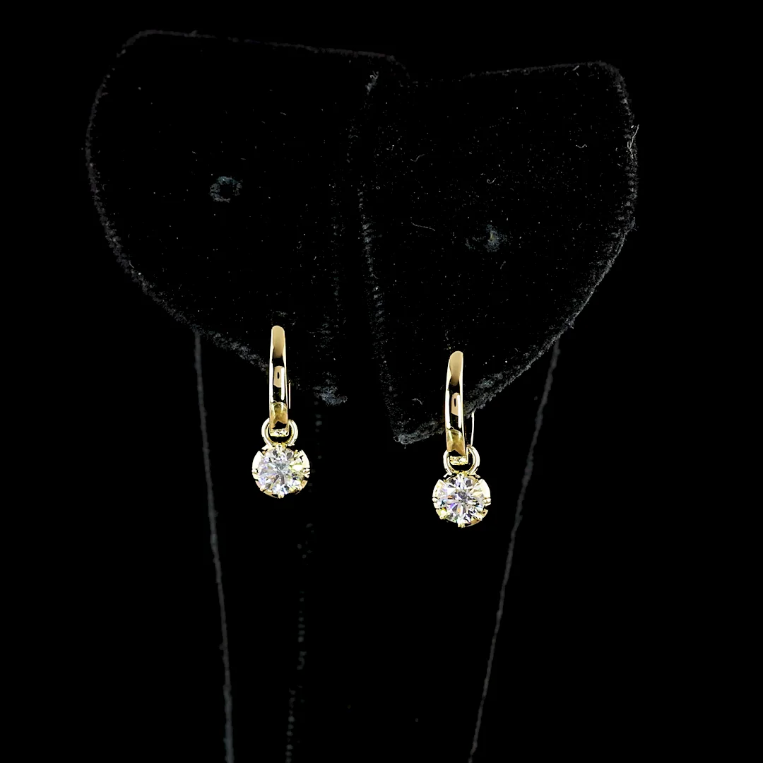 0.5 Cts 14k Yellow Gold Round Shape Hanging Earring - Image 3