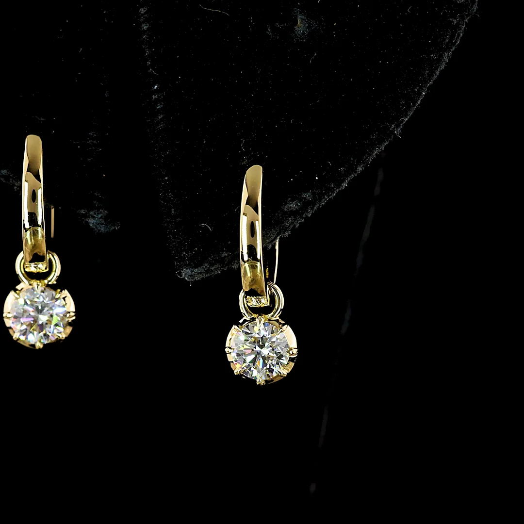 0.5 Cts 14k Yellow Gold Round Shape Hanging Earring - Image 4