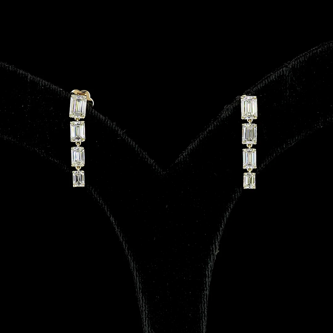 2.47 Cts 14k Yellow Gold Emerald Shape Hanging Earring - Image 3