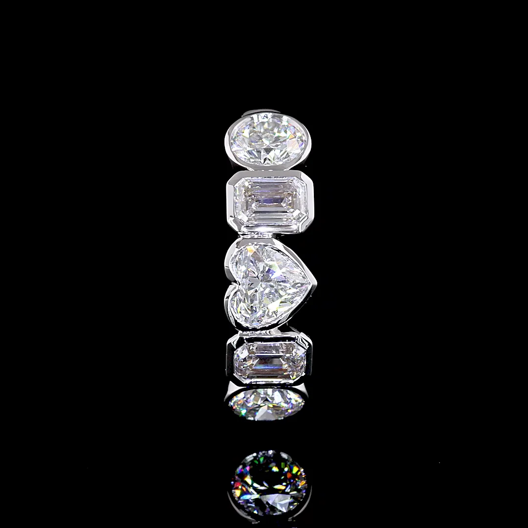 2.04 Cts 14k White Gold Mix Shape 5 Stones Eternity Band - Image 2