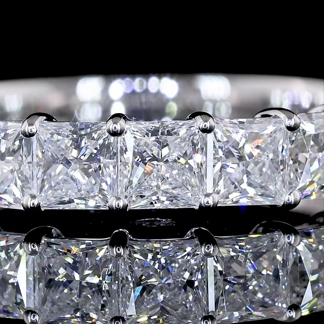 1.14 Cts 14k White Gold Princess Shape 7 Stones Eternity Band - Image 3