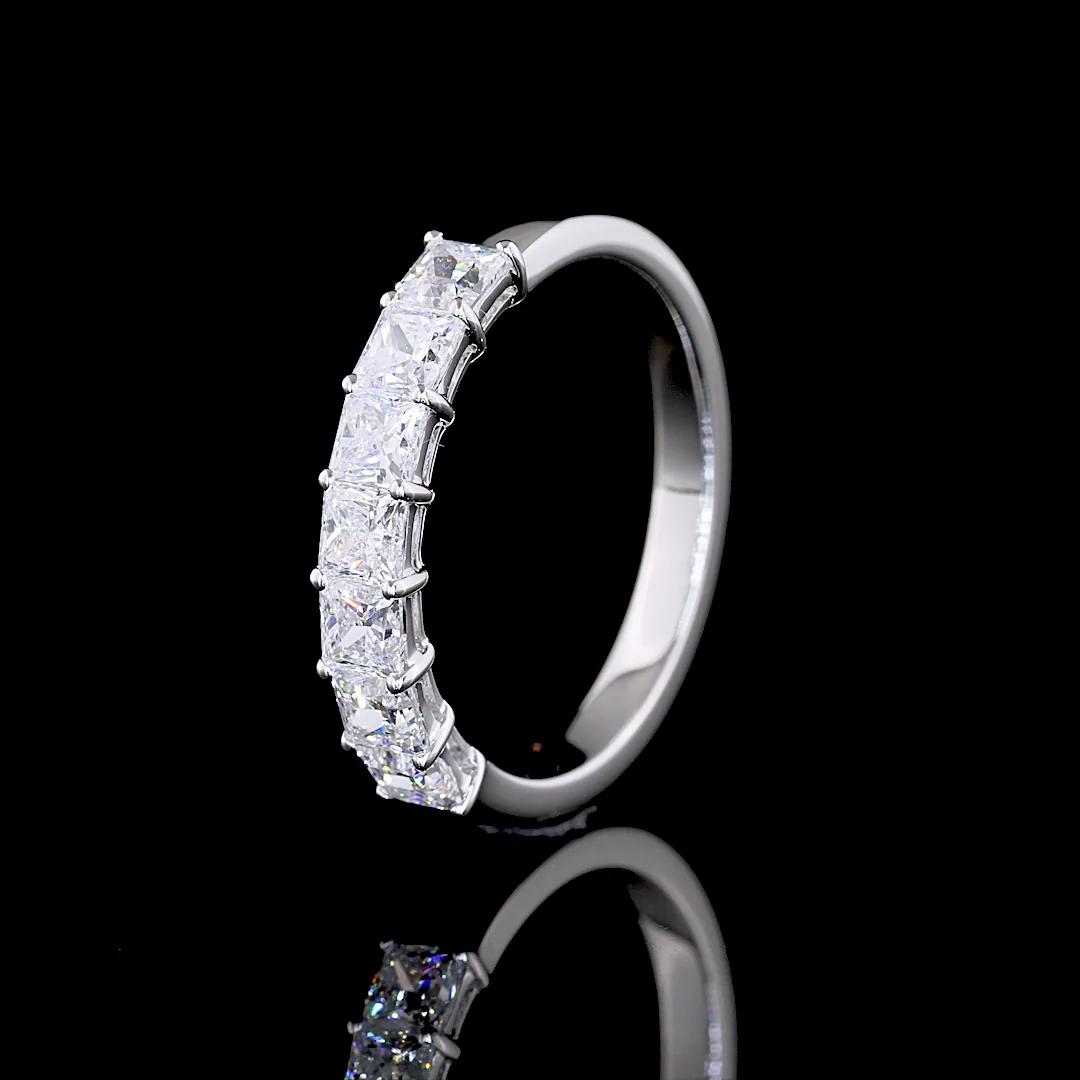 1.14 Cts 14k White Gold Princess Shape 7 Stones Eternity Band - Image 4