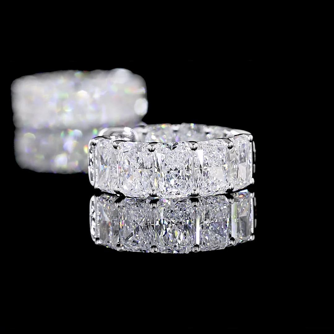 5.03 Cts 14k White Gold Radiant Shape Huggies Earring - Image 4