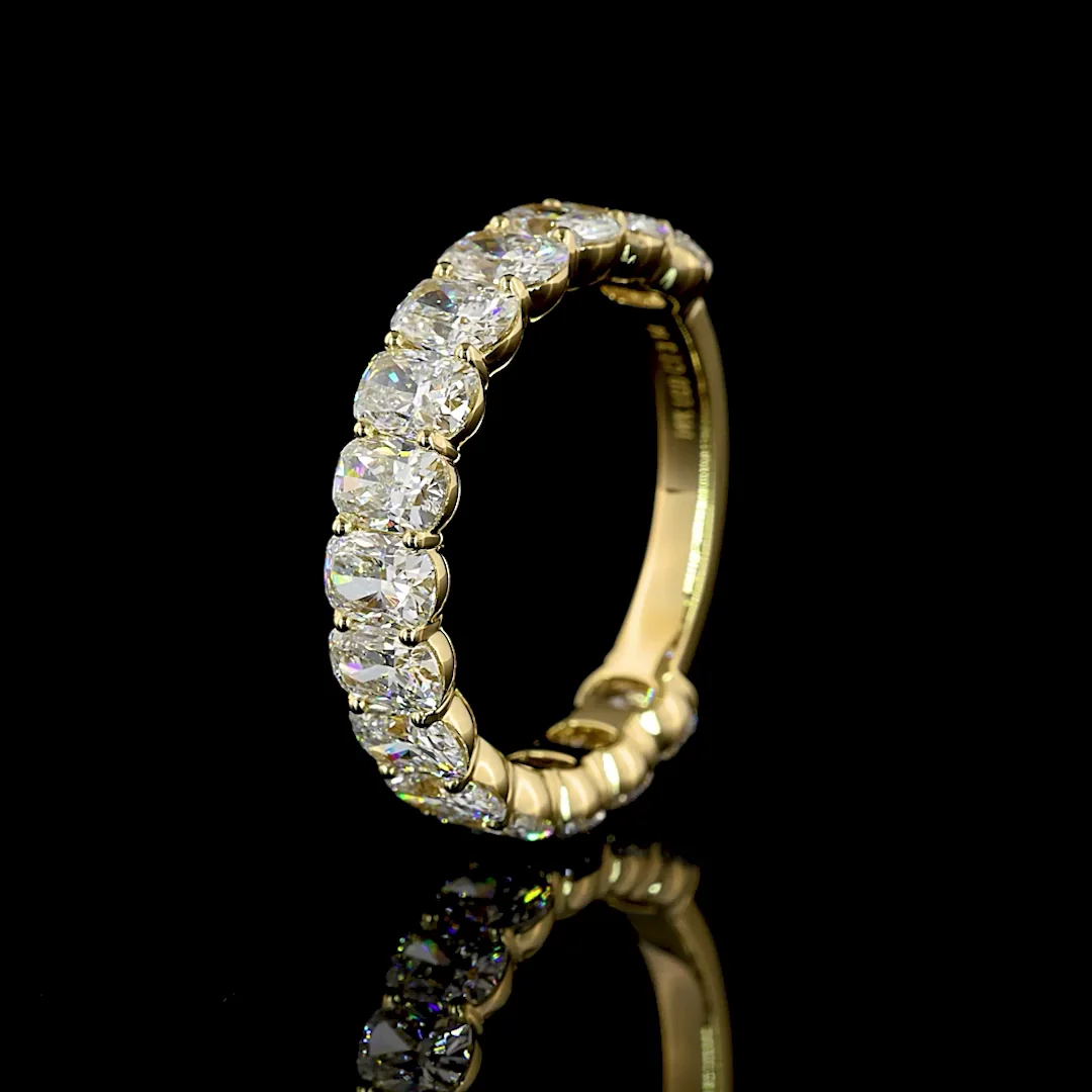 3.15 Cts 14k Yellow Gold Cushion Brilliant Shape 3/4 Band Eternity Band - Image 2