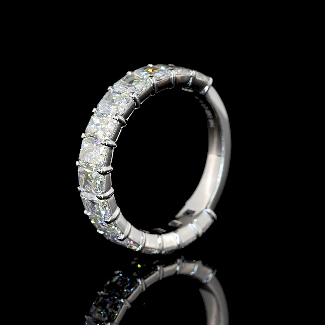 3.21 Cts 14k White Gold Radiant Shape 3/4 Band Eternity Band - Image 4