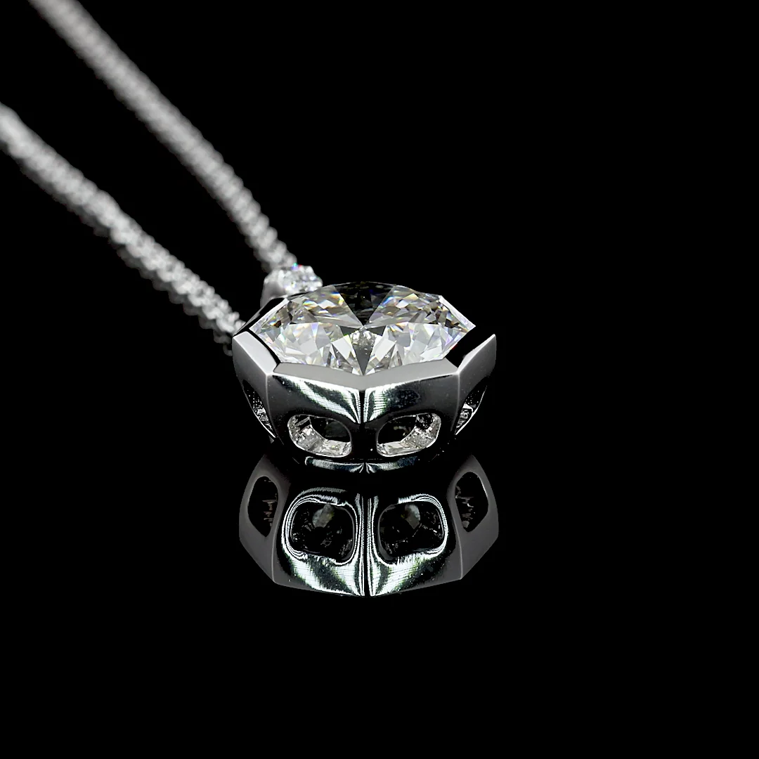 2.57 Cts 14k White Gold Octagon H&a Shape Pendant Pendant - Image 2