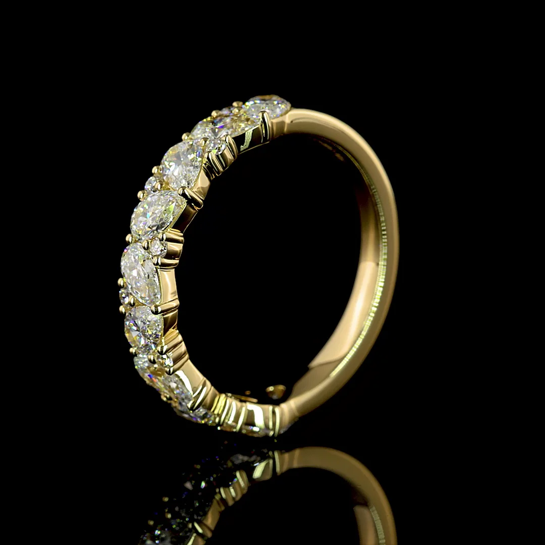 1.6 Cts 14k Yellow Gold Pear Shape Half Eternity Eternity Band - Image 4