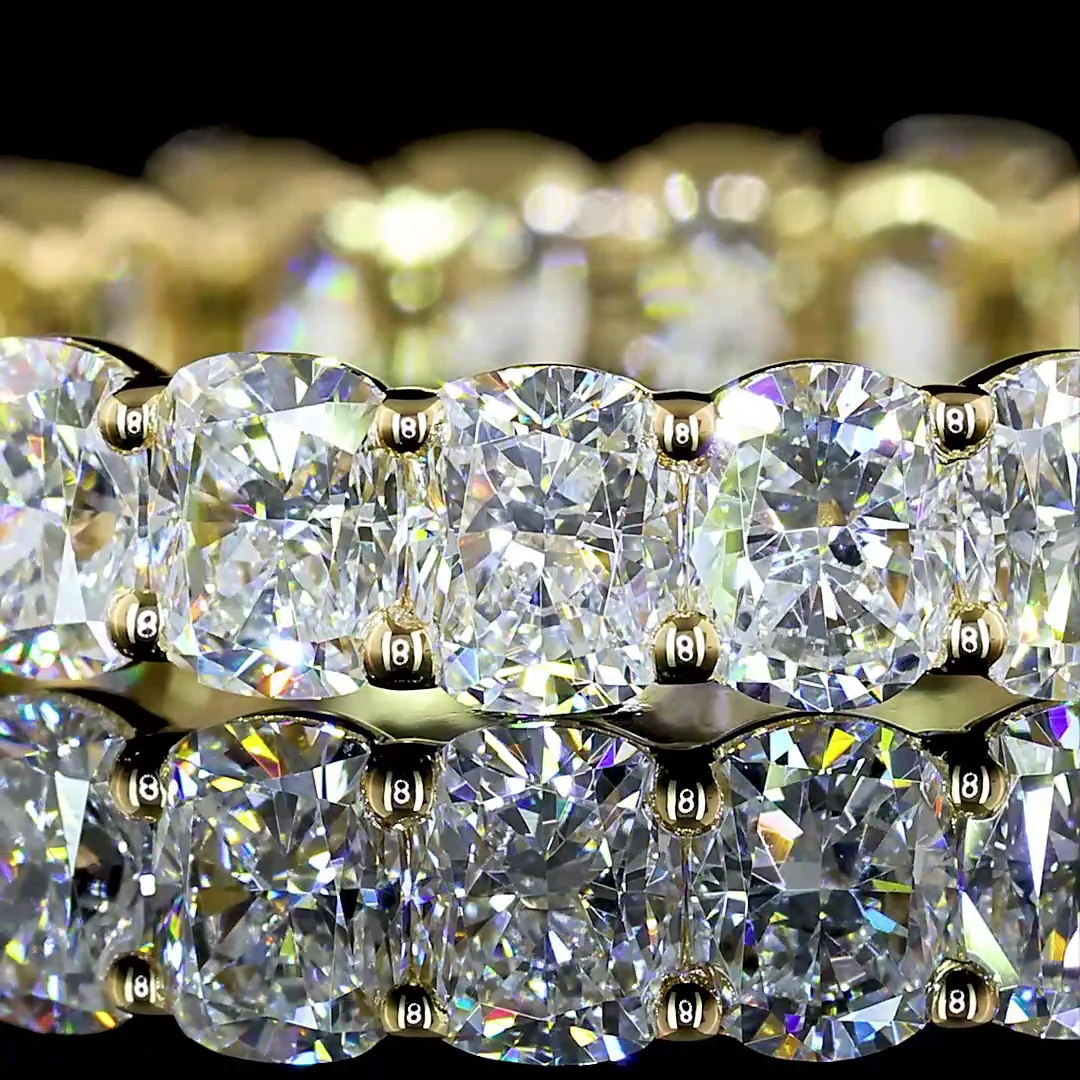 3.27 Cts 14k Yellow Gold Cushion Brilliant Shape Eternity Band Eternity Band - Image 3