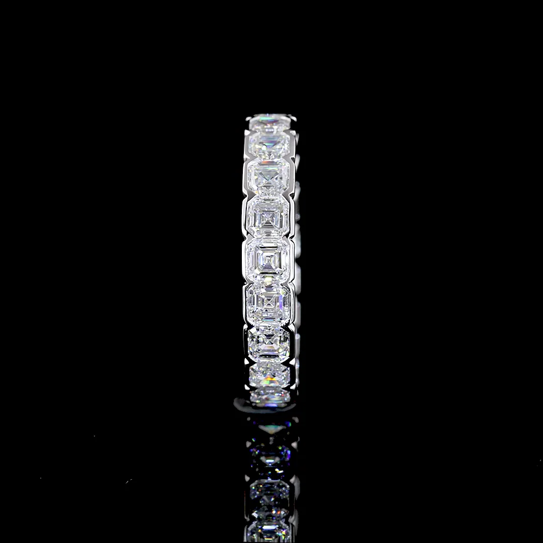 3.09 Cts 14k White Gold Asscher Shape Eternity Band Eternity Band - Image 2