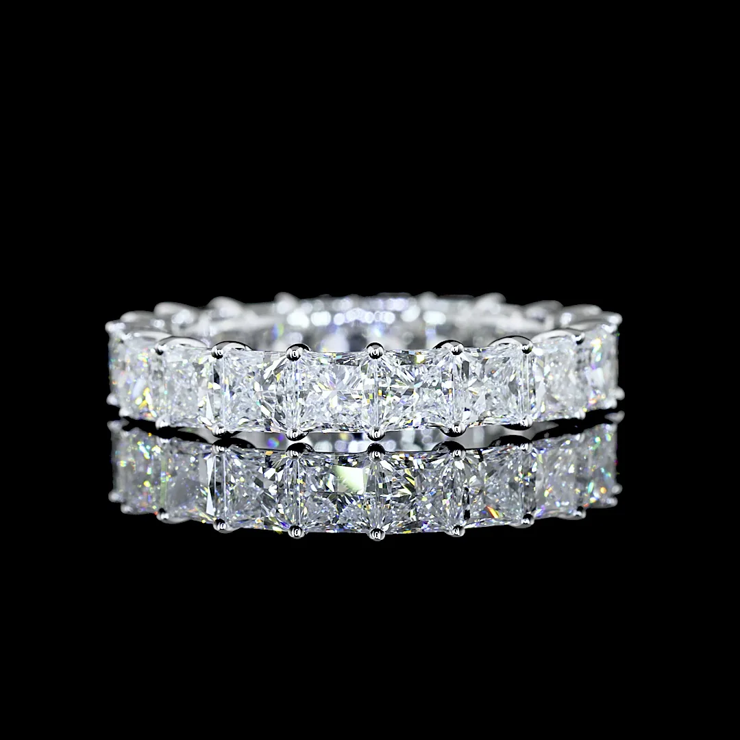 4.17 Cts 14k White Gold Princess Shape Eternity Band Eternity Band - Video