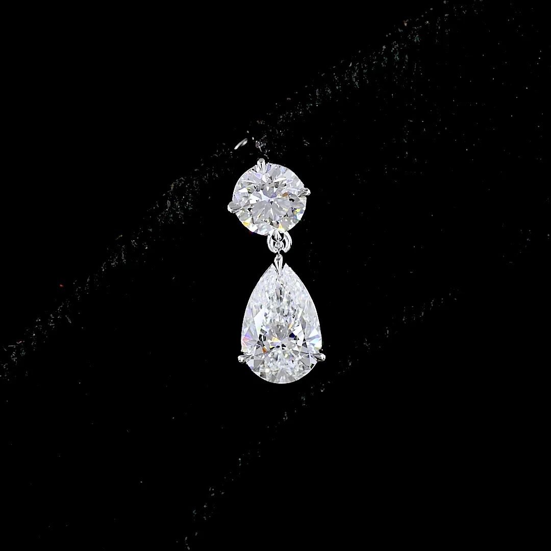 2.23 Cts 14k White Gold Round Shape Hanging Earring - Image 4