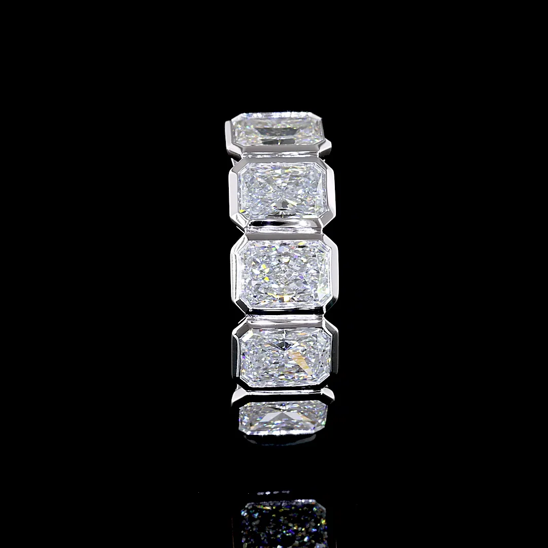 3 Cts 14k White Gold Radiant Shape 5 Stones Eternity Band - Image 2