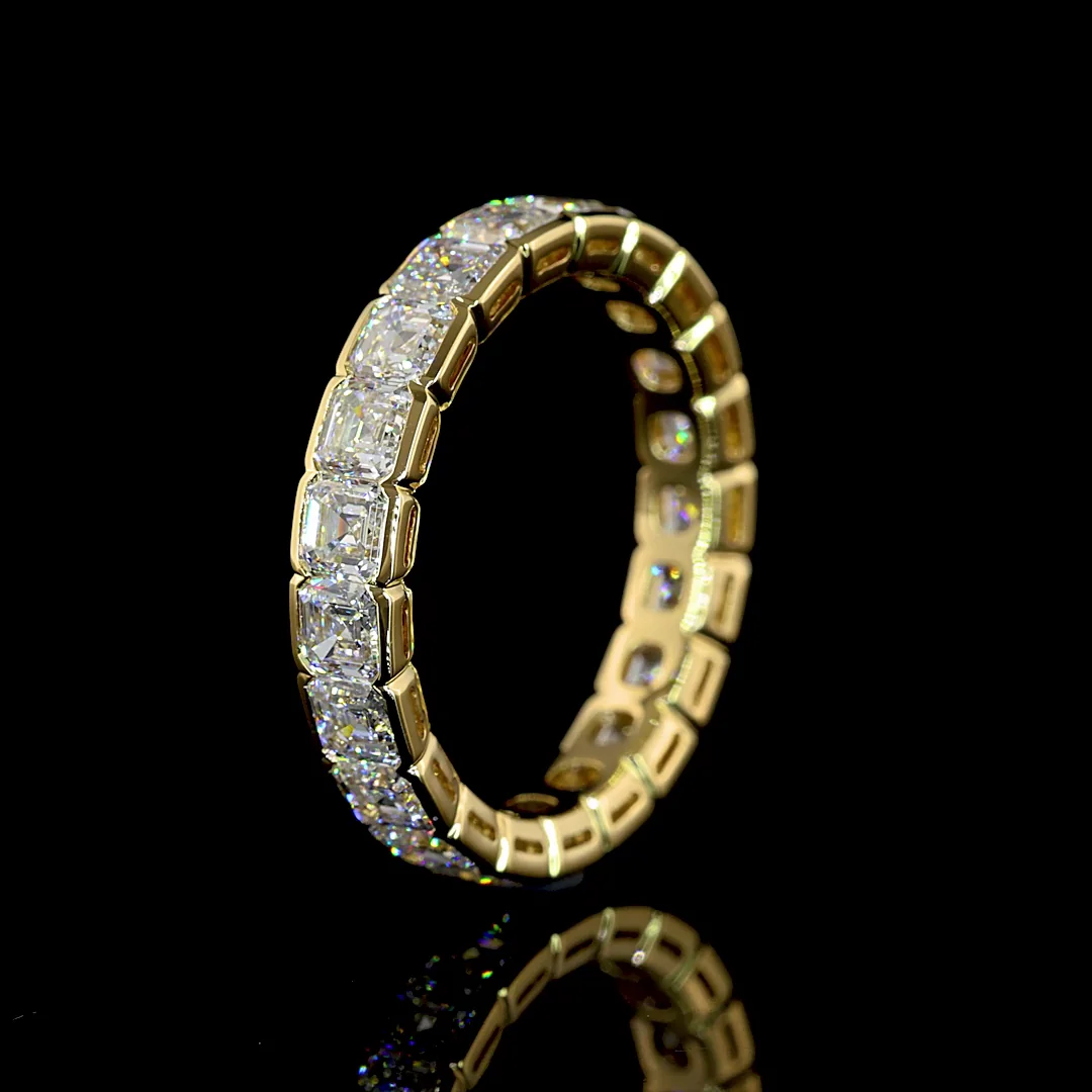 3.05 Cts 14k Yellow Gold Asscher Shape Eternity Band Eternity Band - Image 4