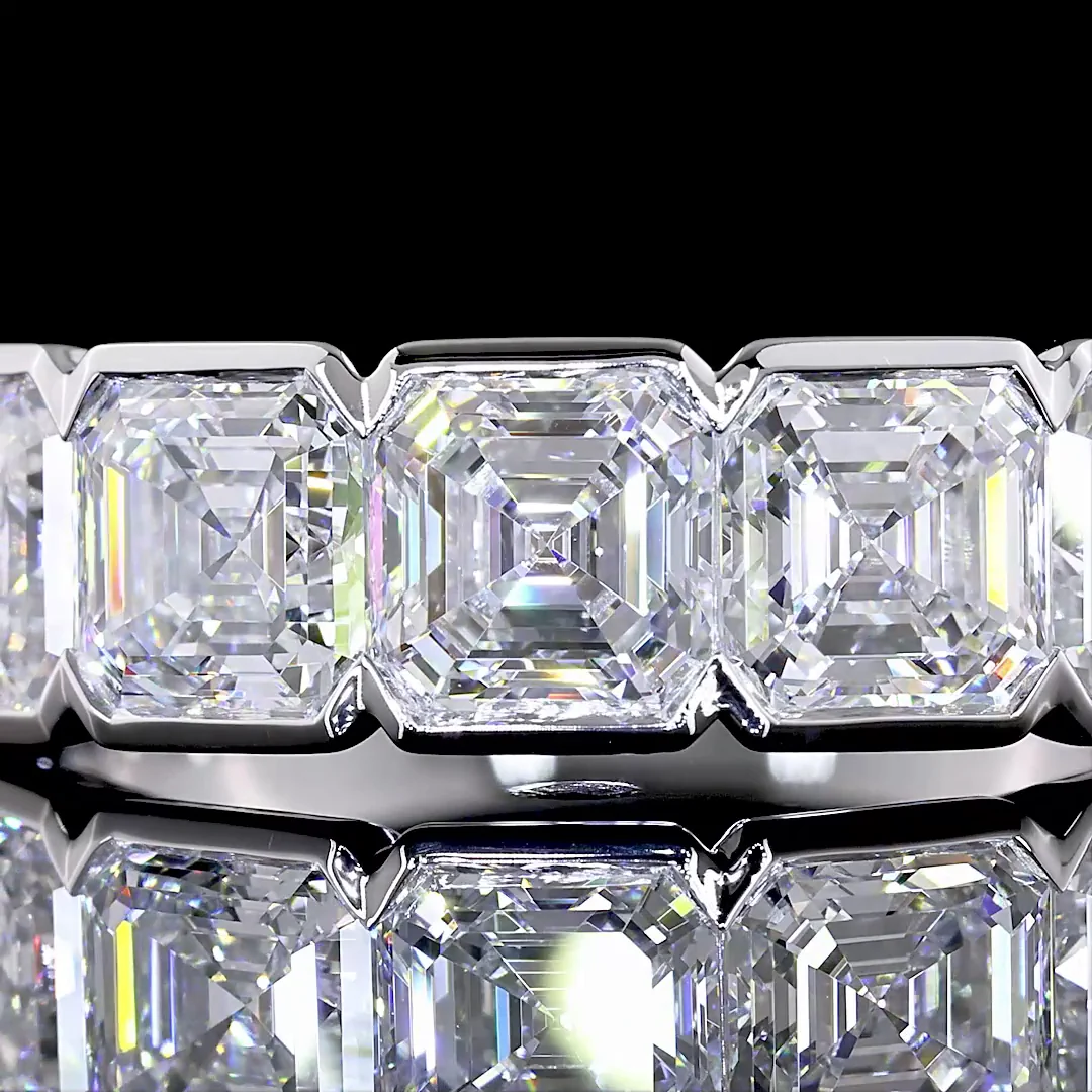 3.04 Cts 14k White Gold Asscher Shape 5 Stones Eternity Band - Image 3