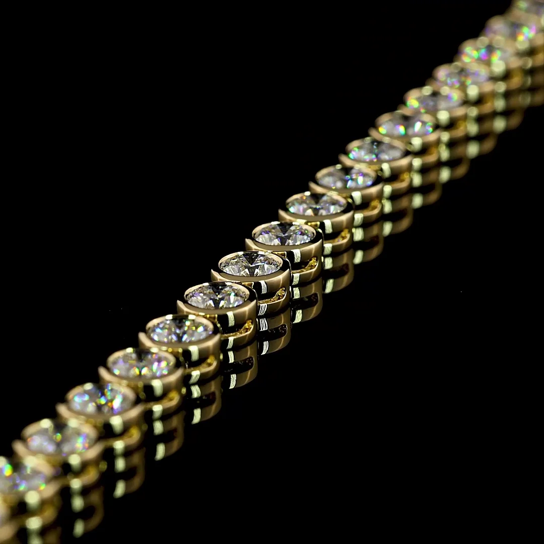 7.42 Cts 14k Yellow Gold Round Shape Tennis Bracelet - Image 3