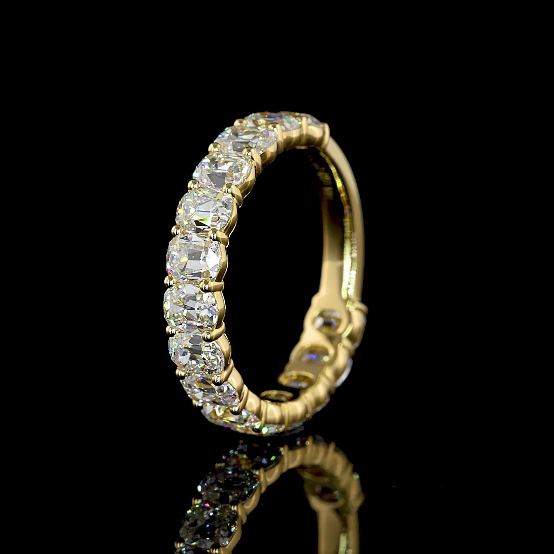 3.2 Cts 14k Yellow Gold Antique Cushion Shape 3/4 Band Eternity Band - Image 4