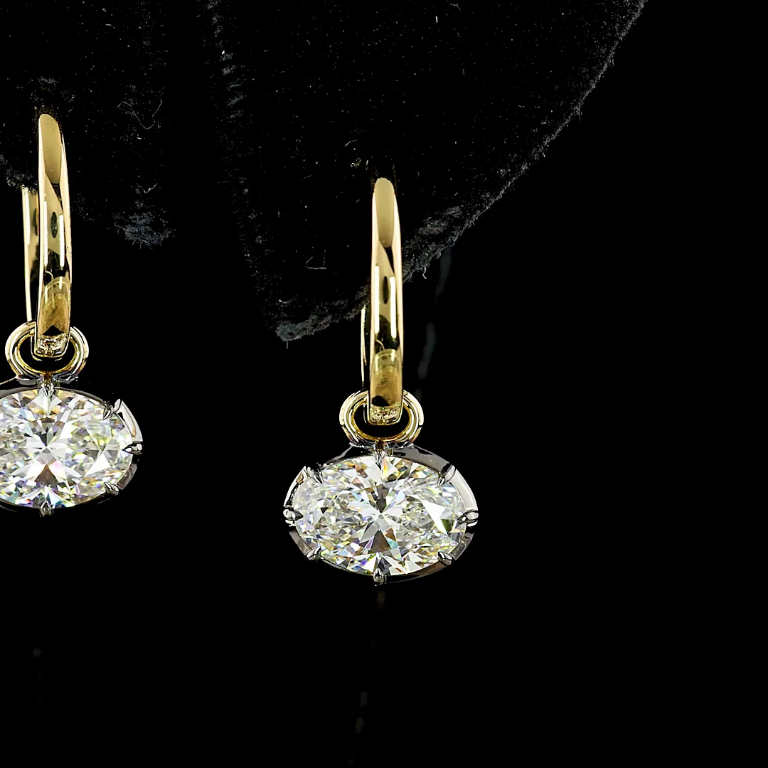 2.04 Cts 14k Yellow Gold Oval Shape Hanging Earring - Image 4