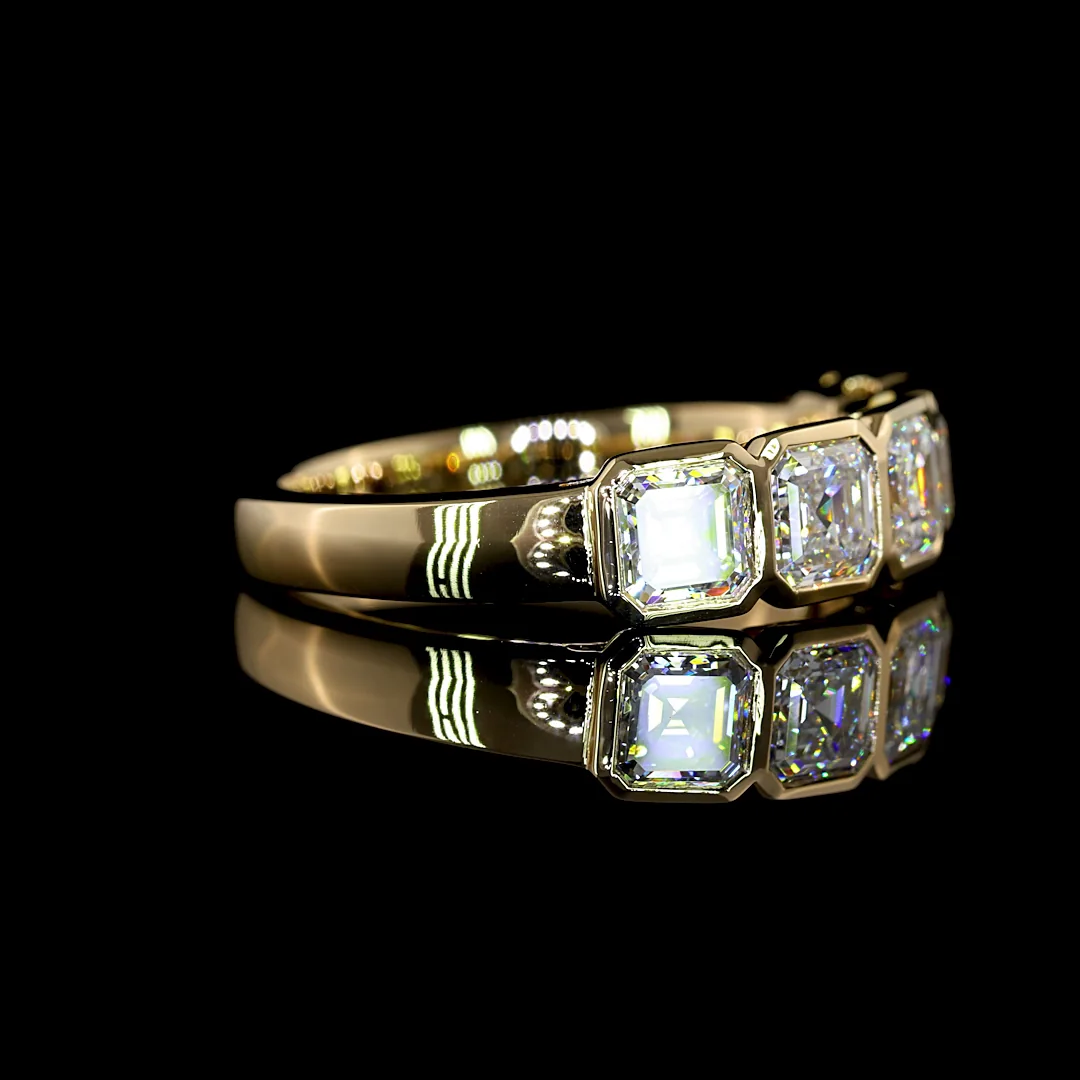 2.12 Cts 14k Yellow Gold Asscher Shape 5 Stones Eternity Band - Image 3